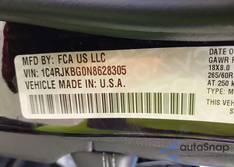 2022 Jeep Grand Cherokee L Limited 4X4 z USA, uszkodzony, nr VIN 1C4RJKBG0N8628305